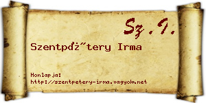 Szentpétery Irma névjegykártya